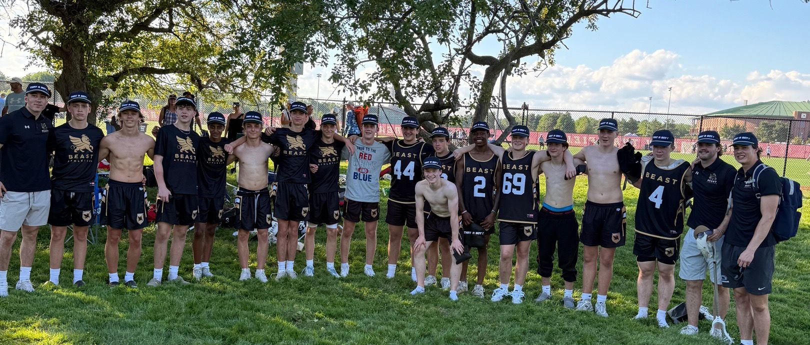 A BEAST travel team lined up arm in arm with coaches after a tournament